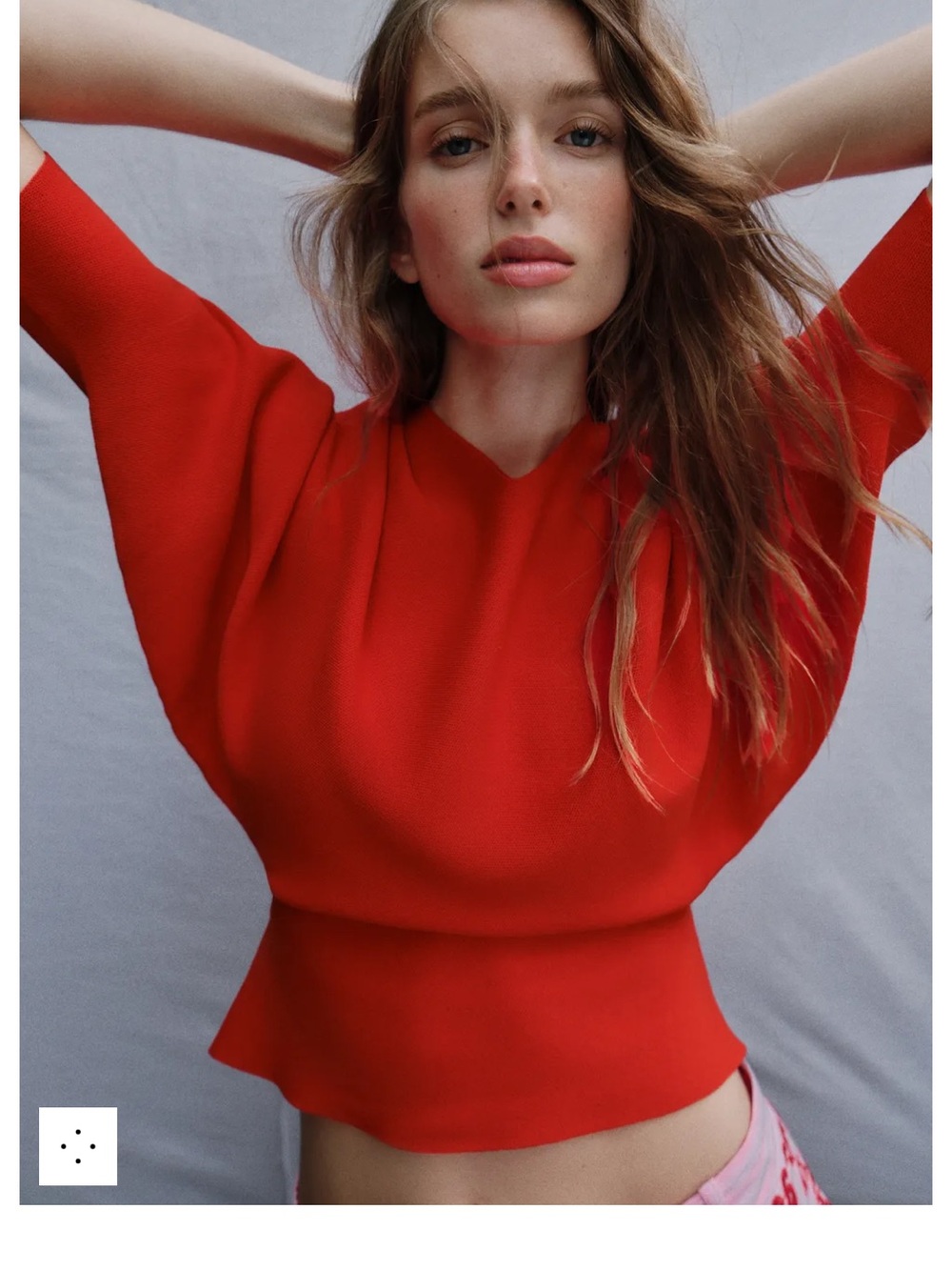 Zara Bright Red Batwing Crop Top